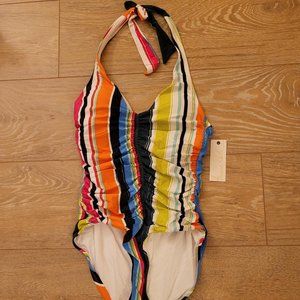 134. Anne Cole one piece swimsuit. Multi color striped. Size 6. NWT